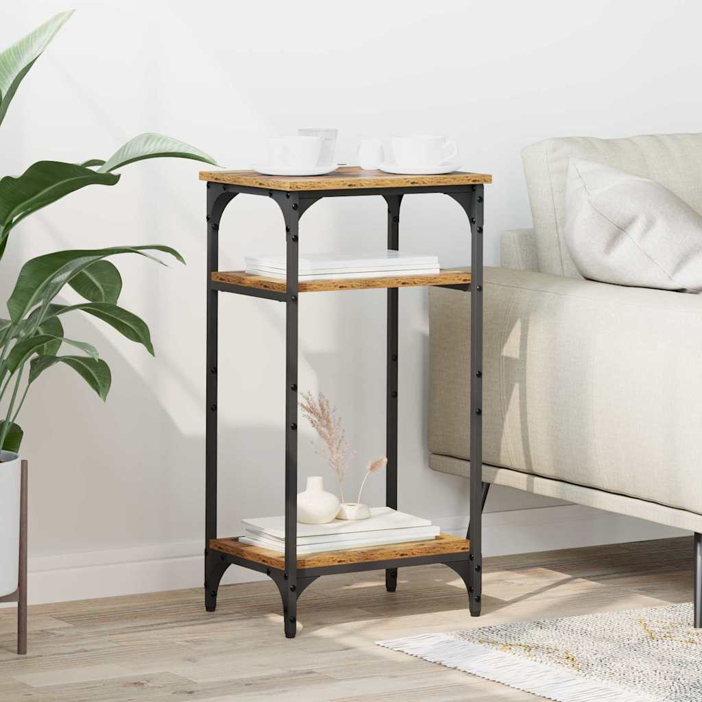 Sivupöytä hyllyllä Vanha puu 40 x 30 x 75 cm Tekninen puu