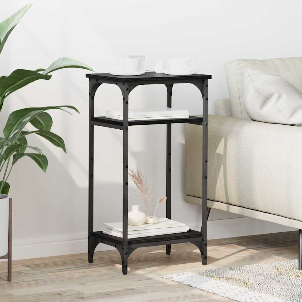 Sivupöytä hyllyllä Musta tammi 40 x 30 x 75 cm Tekninen puu