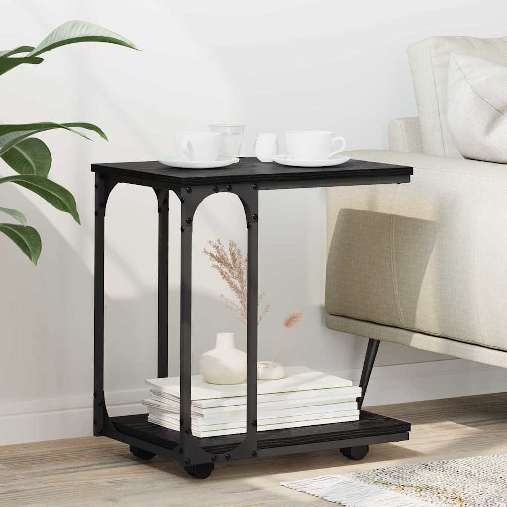 Sivupöytä hyllyllä Musta tammi. 50 x 35 x 55.5 cm Tekninen puu