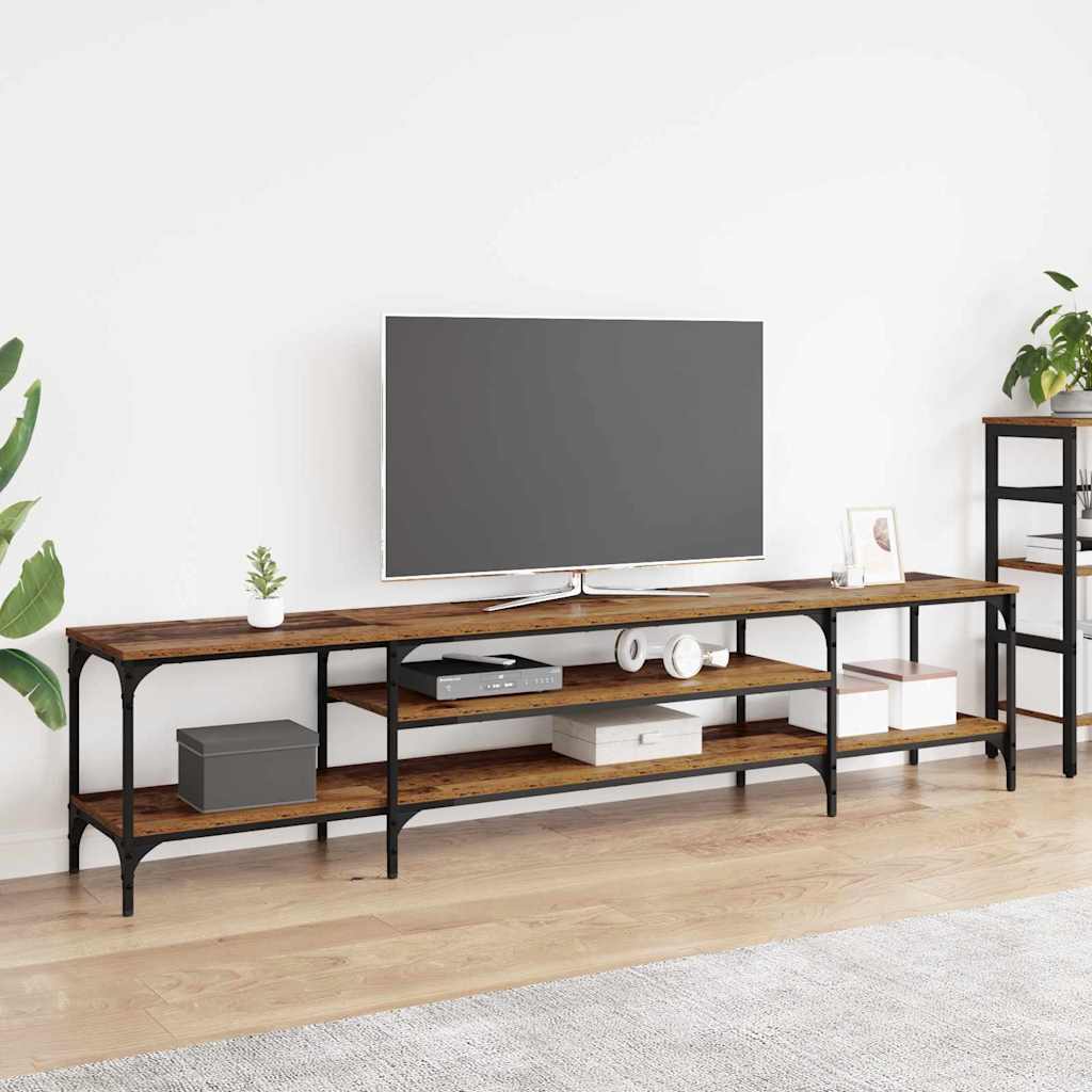 TV-kaappi Vanha Puu 201 x 35 x 45 cm Hienosahattu puu ja rauta