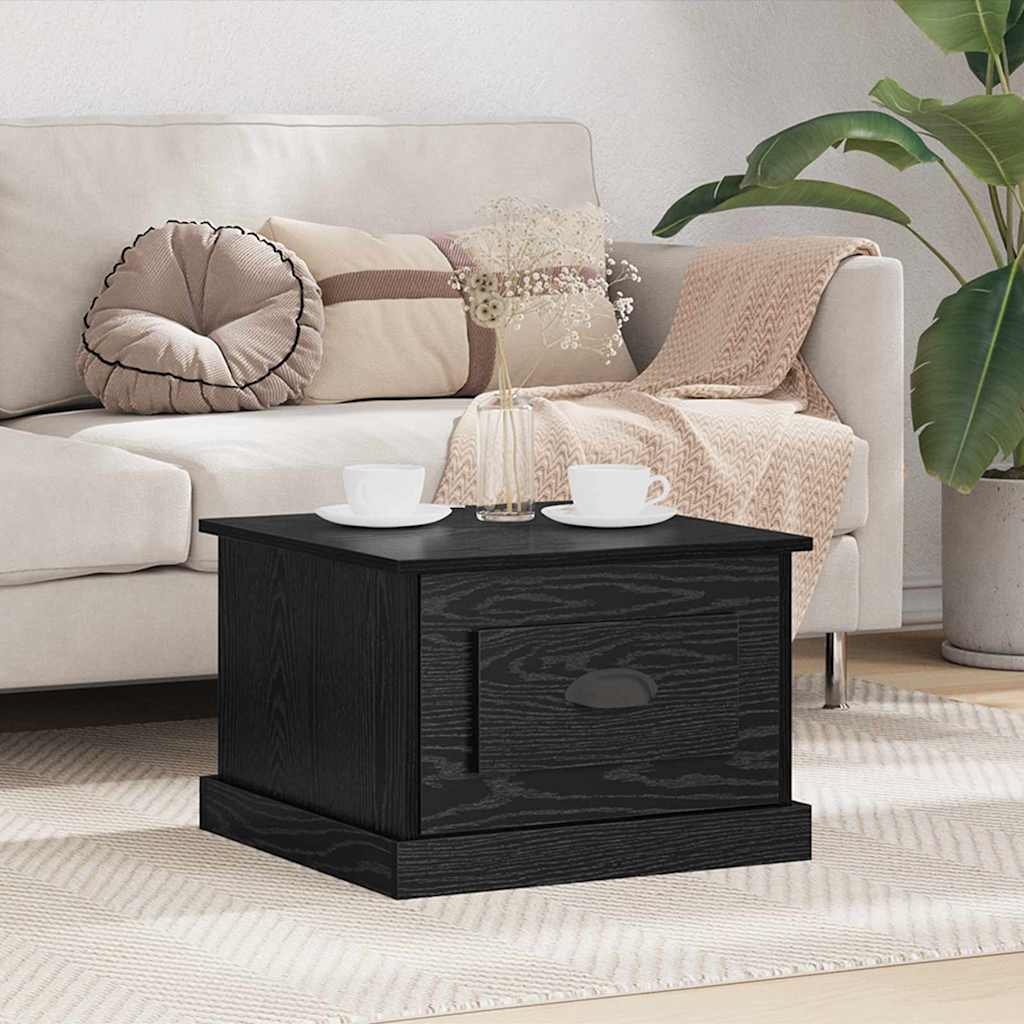 Sohvapöytä with Drawer Musta tammi 50 x 50 x 35 cm Tekninen puu