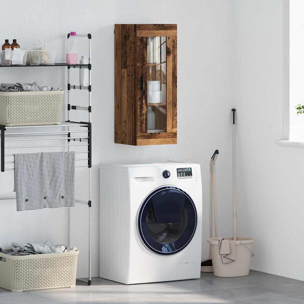 Seinäkaappi Vanha Puu 34,5 x 34 x 90 cm Puurakenteinen ja lasi