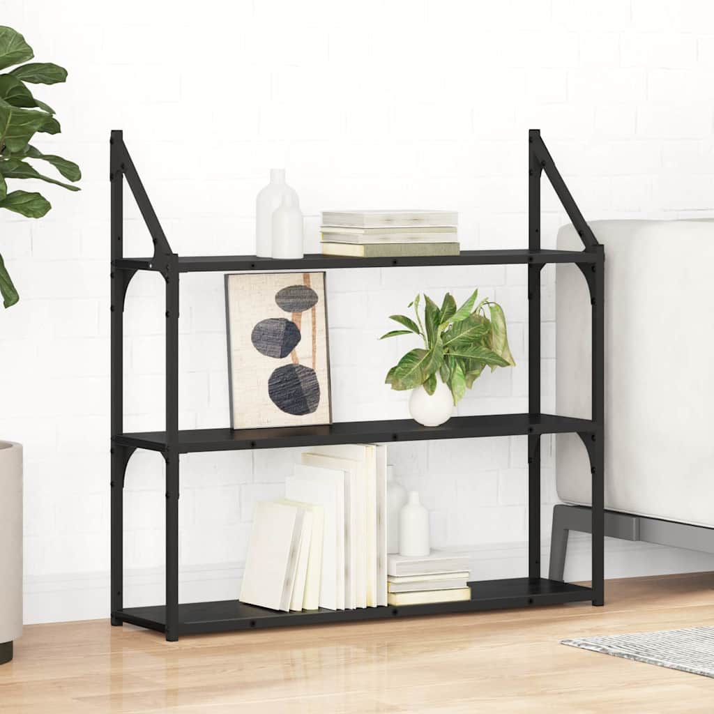 Seinähylly hyllyllä Musta tammi. 80 x 21 x 78,5 cm Tekninen puu