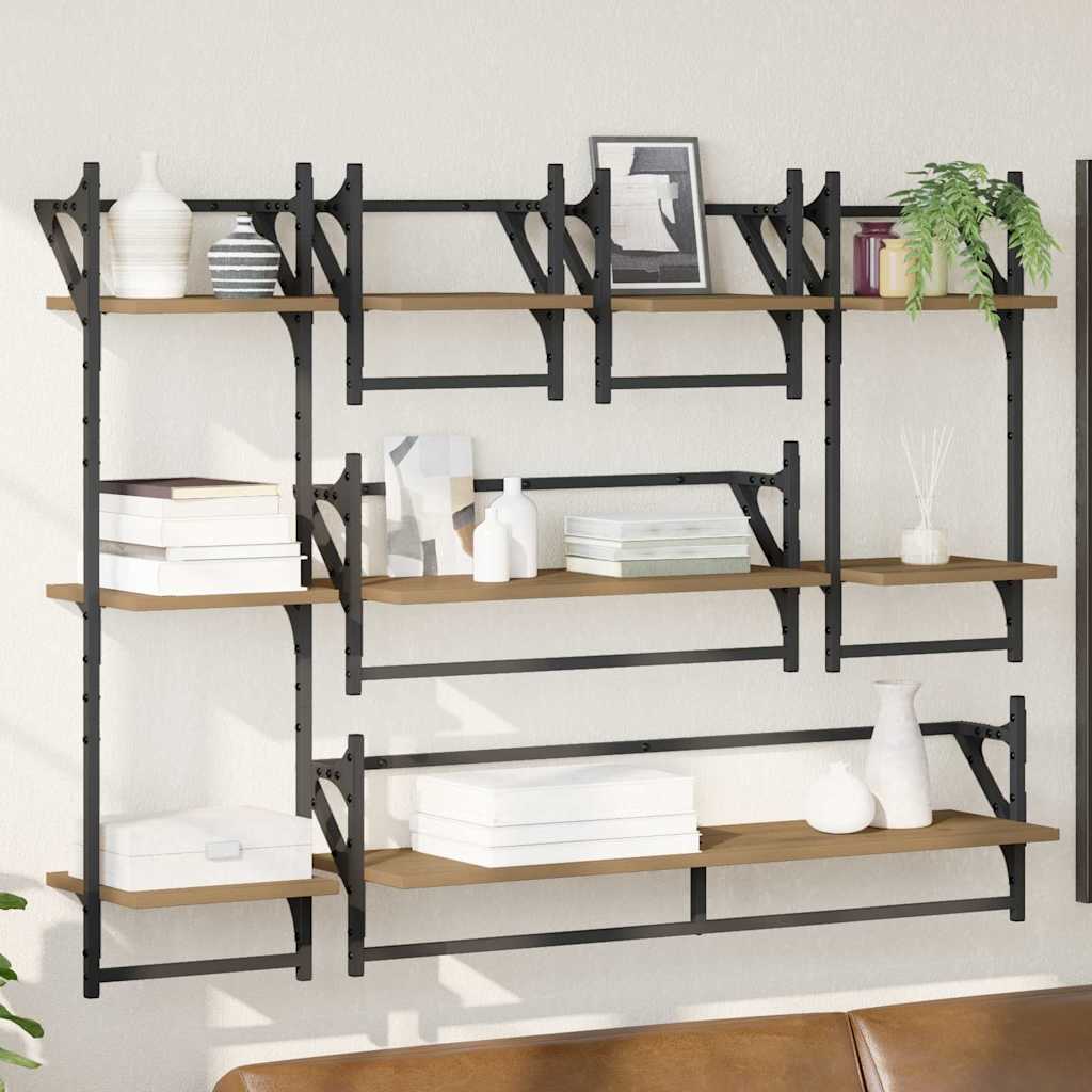 Seinähyllysetti hyllyllä 6 pcs Artisan tammi 100 x 25 x 30 cm