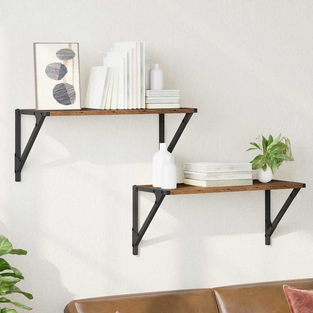 Seinähyllyt 2 pcs Vanha Puu 60 x 25 x 25,5 cm Tekninen puu