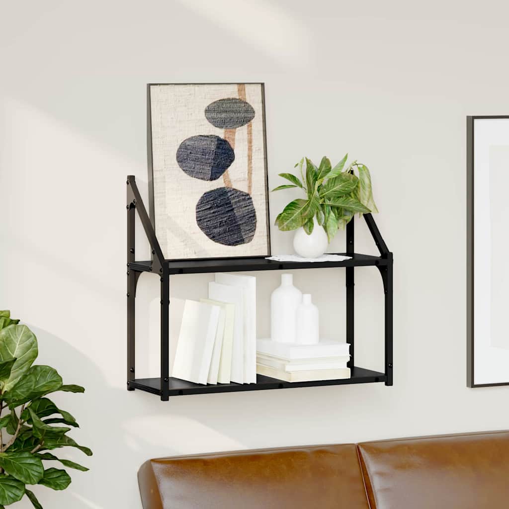 Seinähylly hyllyllä Musta tammi 60 x 21 x 51 cm Tekninen puu