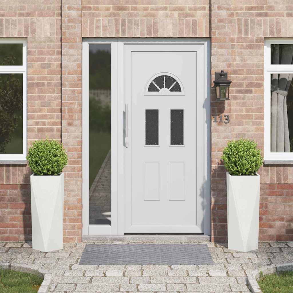 Kukkalaatikko 2 pcs Valkoinen 30 x 30 x 75 cm Teräs