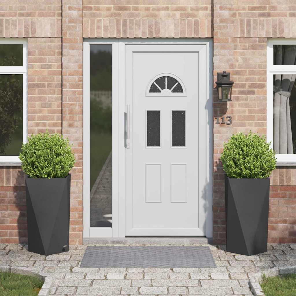 Kukkalaatikko 2 pcs Musta 40 x 40 x 75 cm Teräs