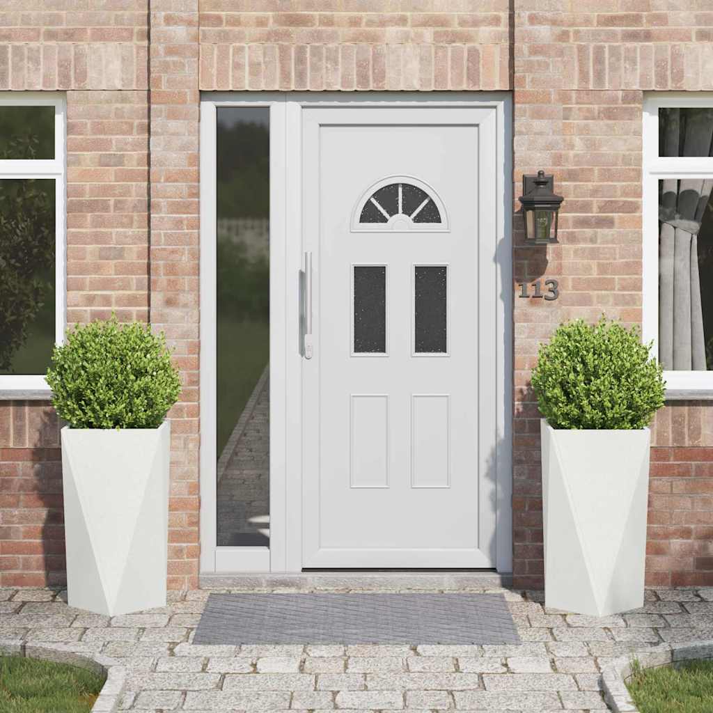 Kukkalaatikko 2 pcs Valkoinen 40 x 40 x 75 cm Teräs