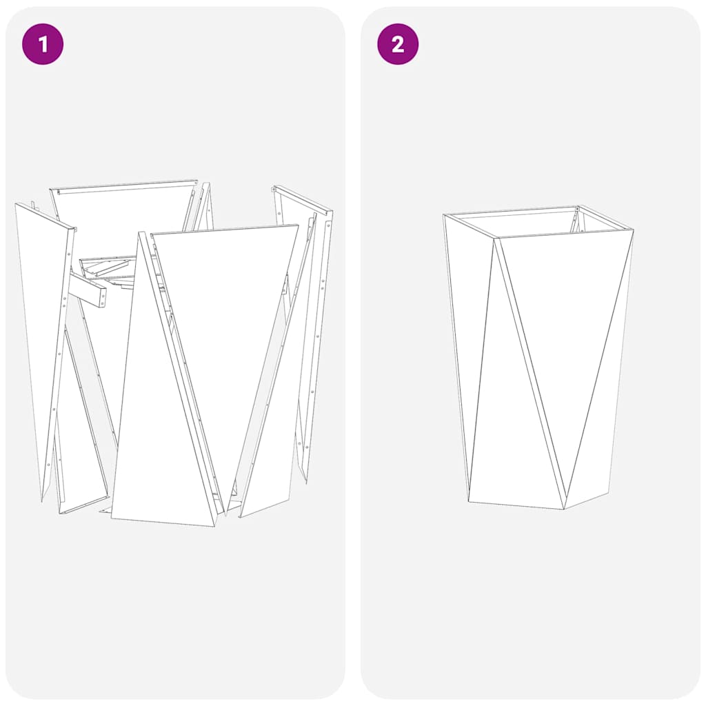 Kukkalaatikko 2 pcs Ruosteinen 40 x 40 x 75 cm Kulunut Teräs