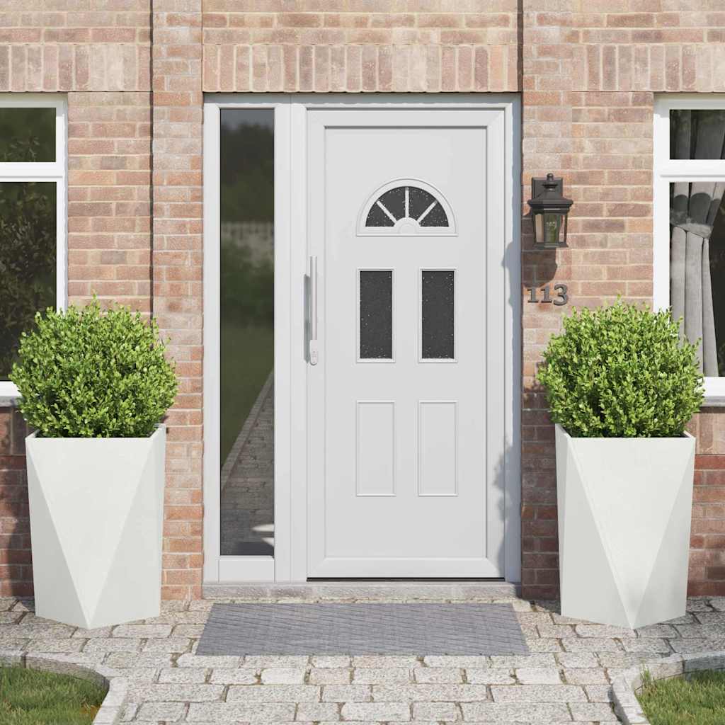 Kukkalaatikko 2 pcs Valkoinen 50 x 50 x 75 cm Teräs