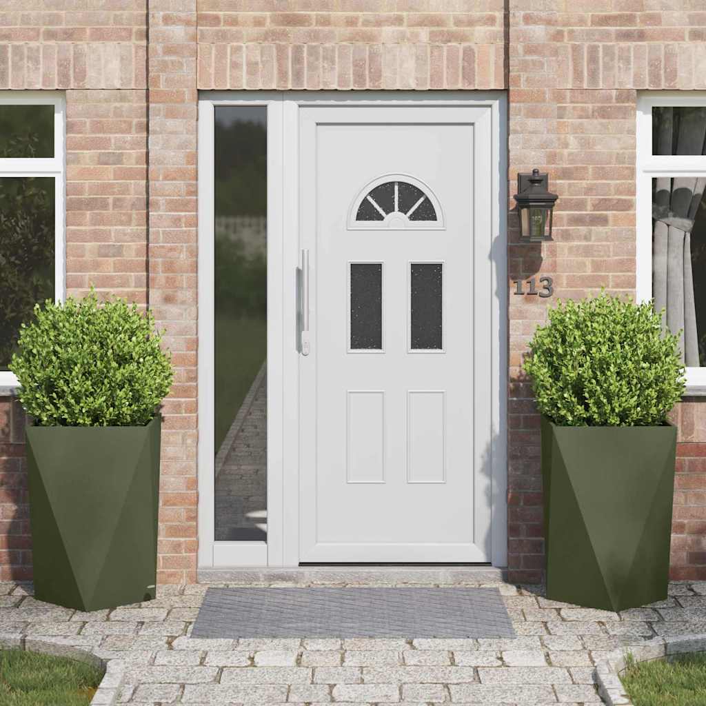 Kukkalaatikko 2 pcs Oliivivihreä 50 x 50 x 75 cm Teräs