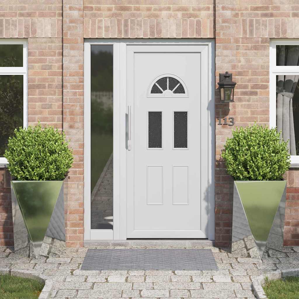 Kukkalaatikko 2 pcs Hopea 50 x 50 x 75 cm Galvanoitu teräs