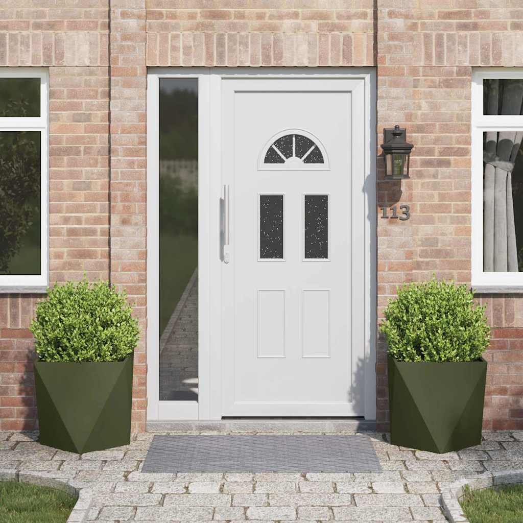 Kukkalaatikko 2 pcs Oliivivihreä 50 x 50 x 50 cm Teräs