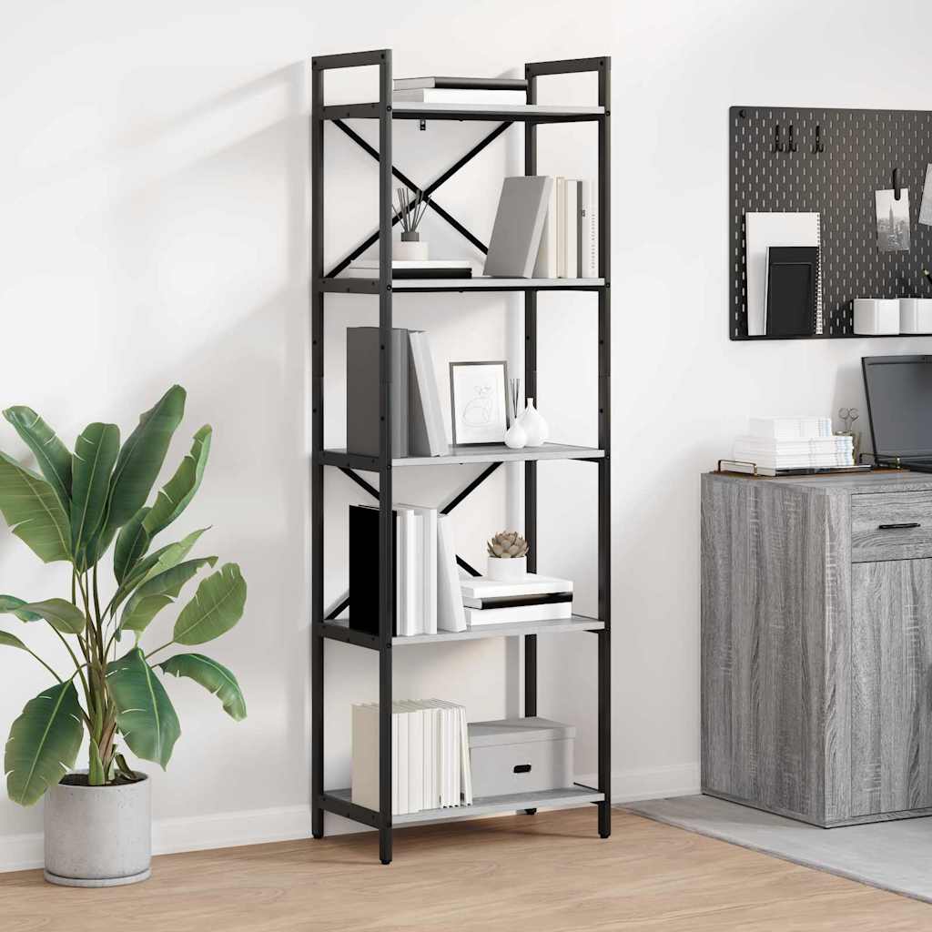 Kirjahylly Harmaa Sonoma 56 x 34 x 171 cm Tekninen puu