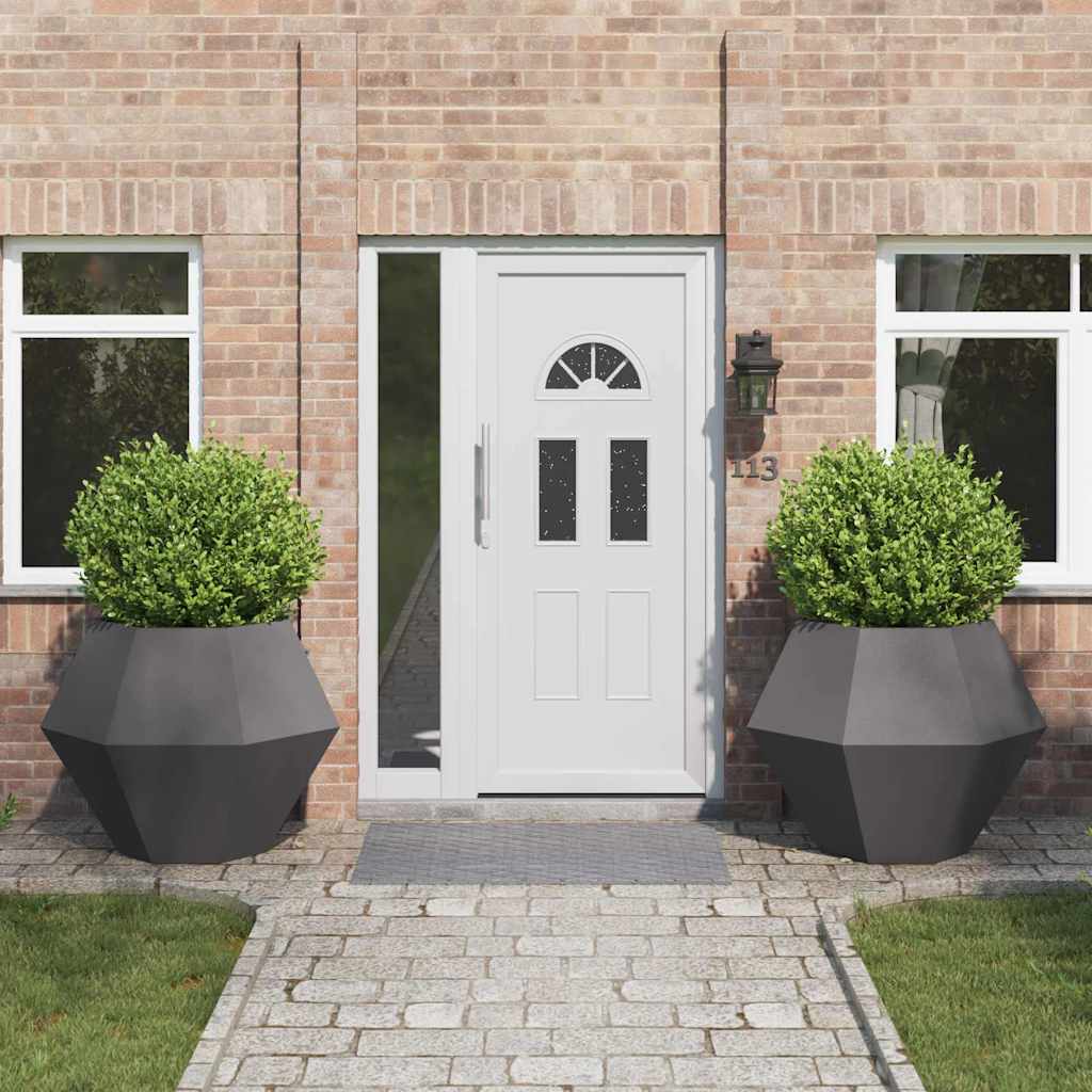 Kukkalaatikko 2 pcs Musta 100 x 100 x 80 cm Teräs