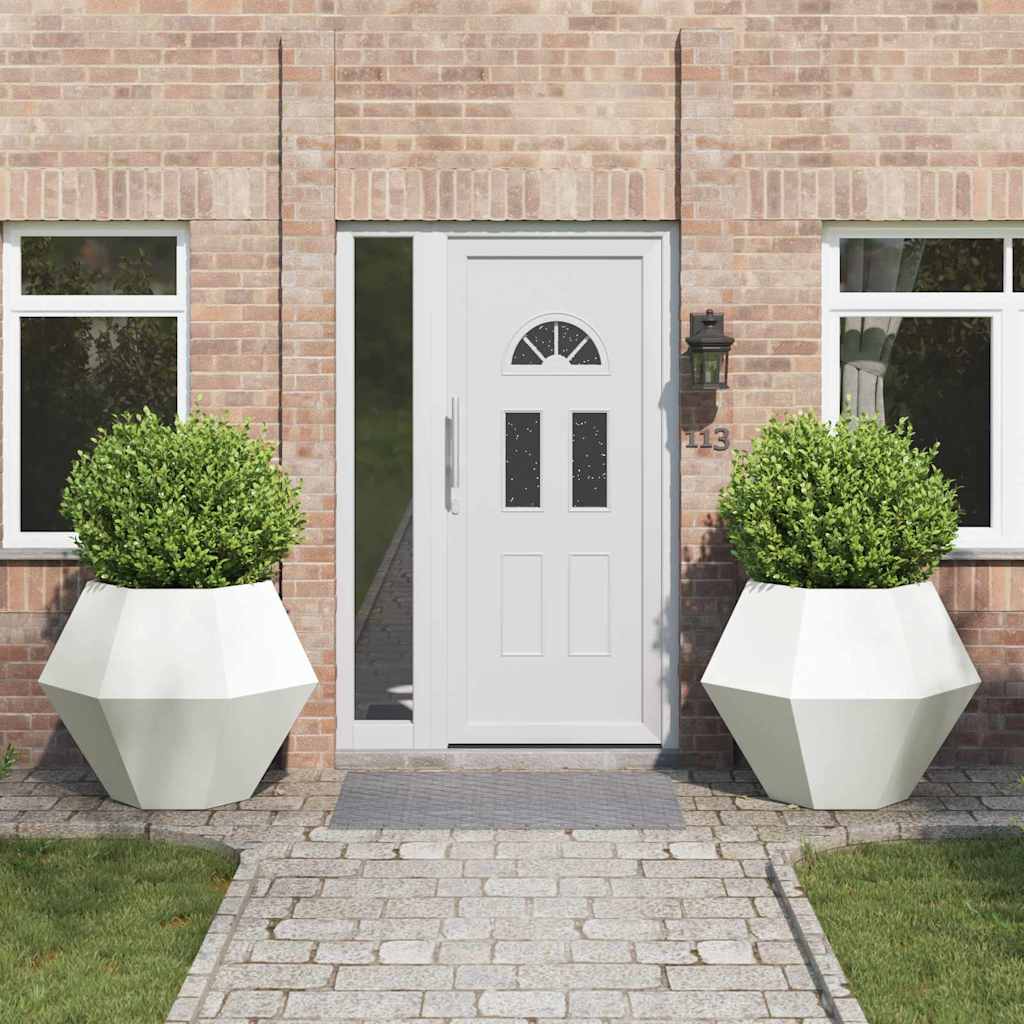 Kukkalaatikko 2 pcs Valkoinen 100 x 100 x 80 cm Teräs