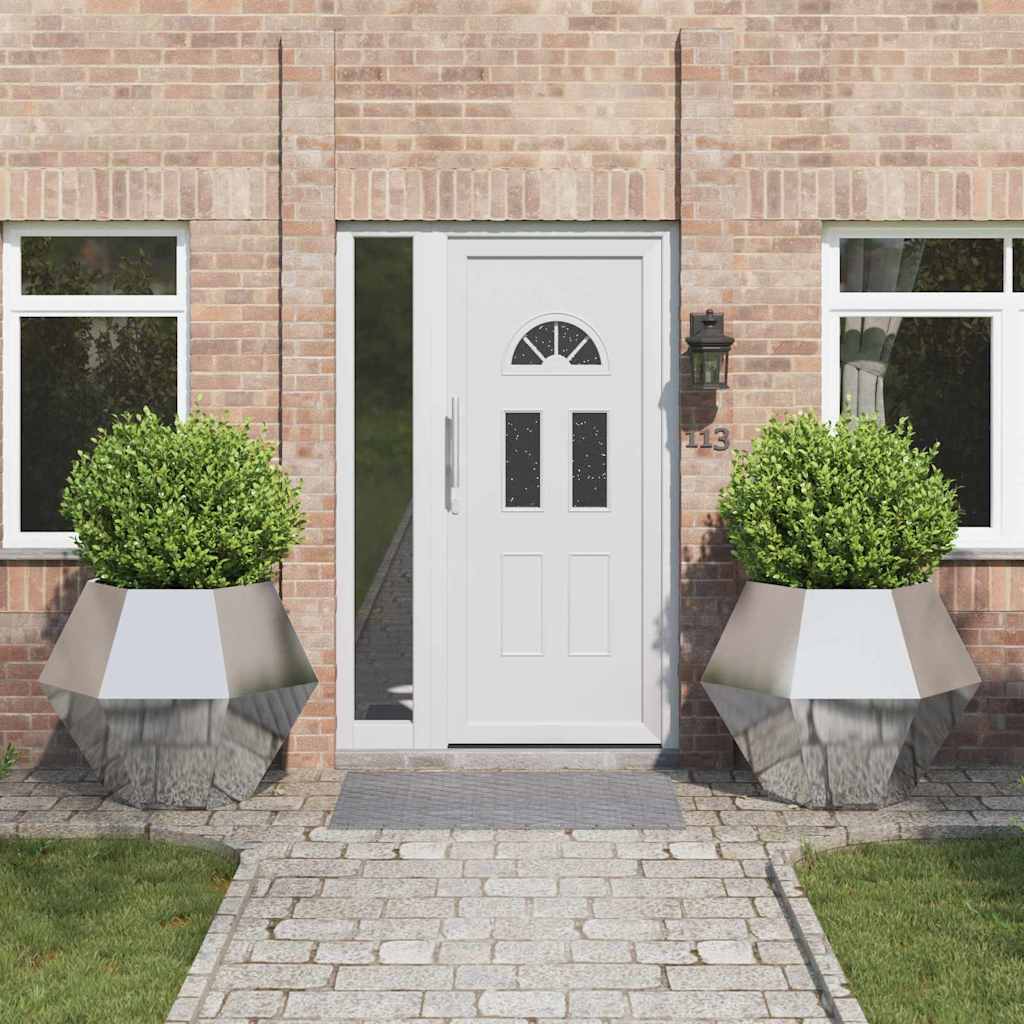 Kukkalaatikko 2 pcs Hopea 100 x 100 x 80 cm Galvanoitu teräs