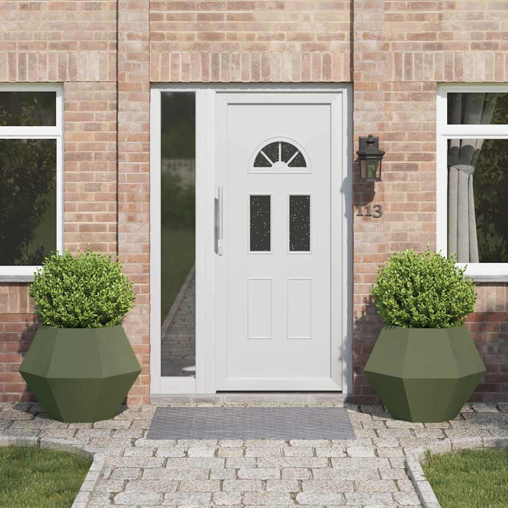 Kukkalaatikko 2 pcs Oliivivihreä 75 x 75 x 60 cm Teräs