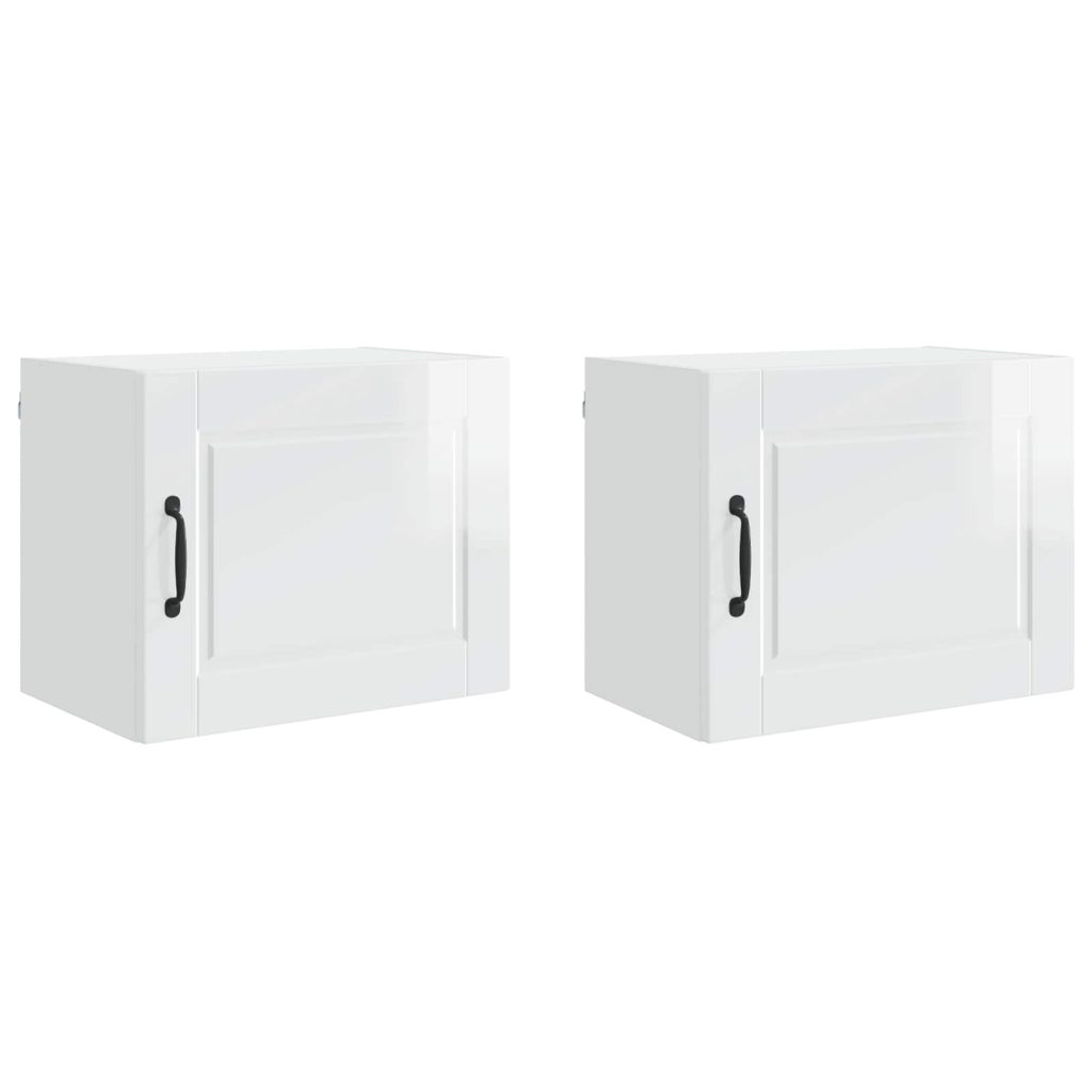 Keittiön seinäkaappi hyllyllä 2 pcs Korkean kiillon valkoinen