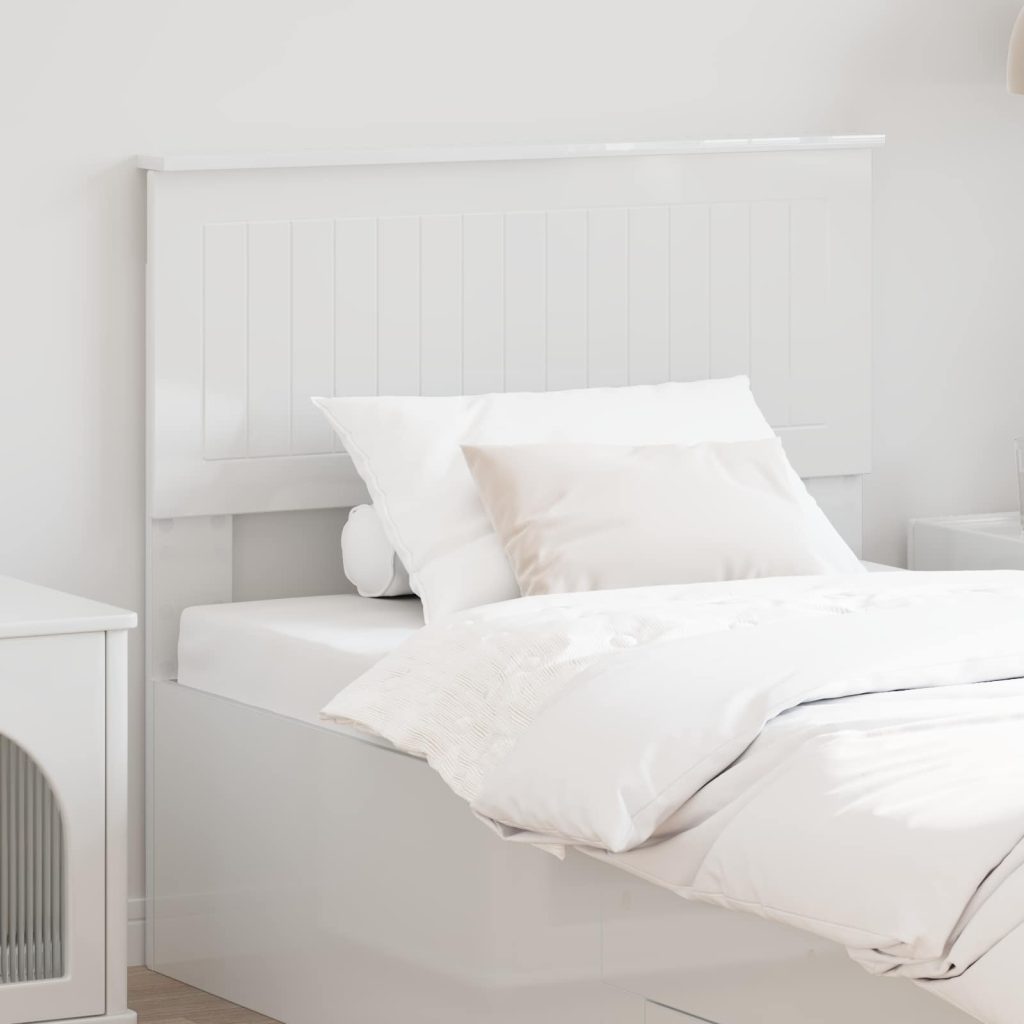 Päätylevy päätyllä Kiiltävä Valkoinen 90 cm Tekninen puu