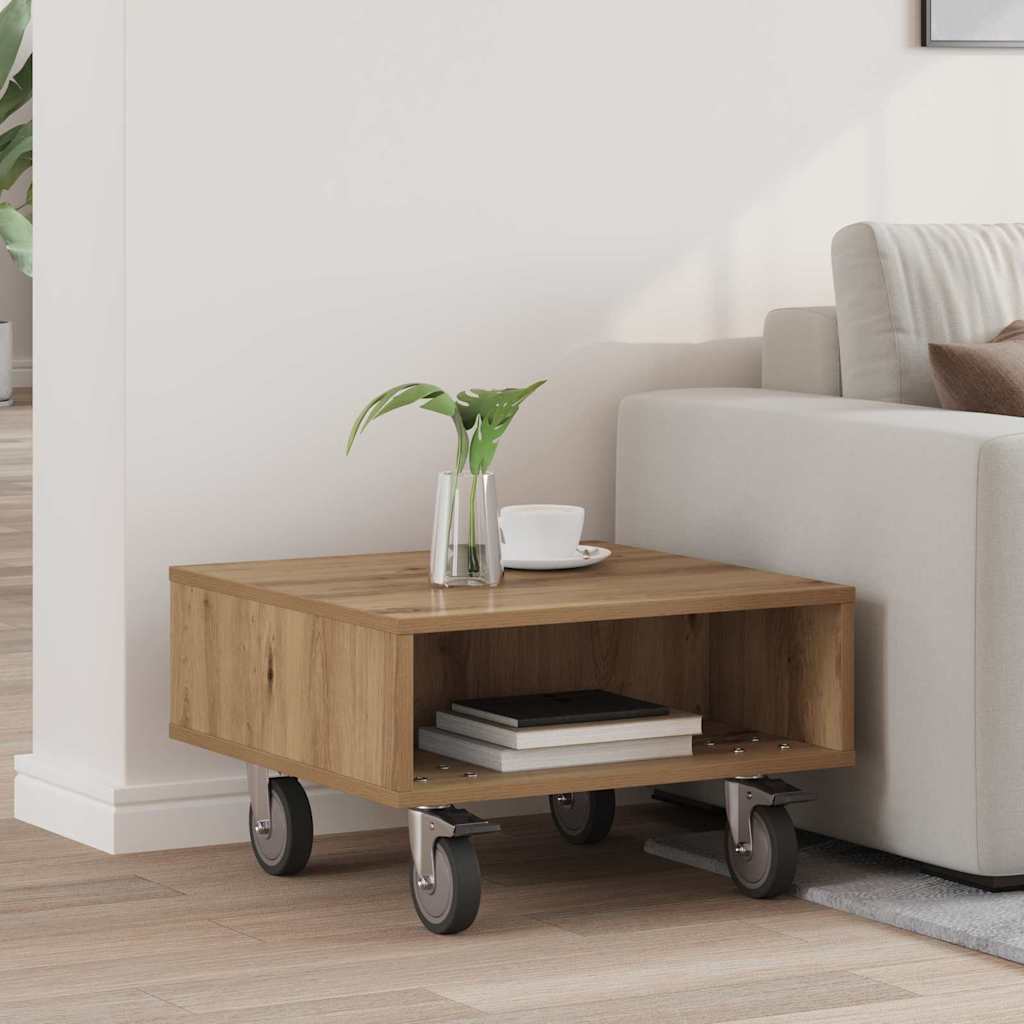 Sivupöytä pyörillä Artisan tammi 50 x 50 x 30 cm Tekninen puu