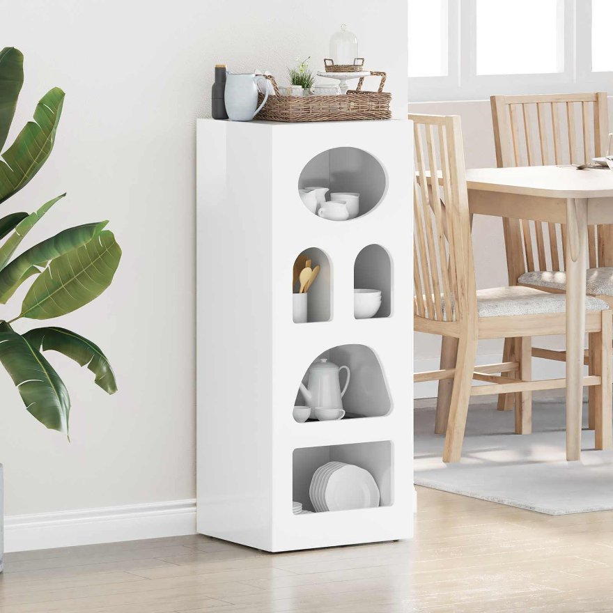 Sivupöytä Korkean kiillon valkoinen 40 x 35 x 100,5 cm