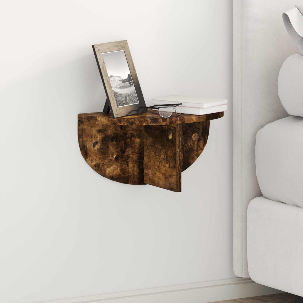 Seinähylly 2 pcs Savupähkinä 38 x 19 x 19 cm Tekninen puu