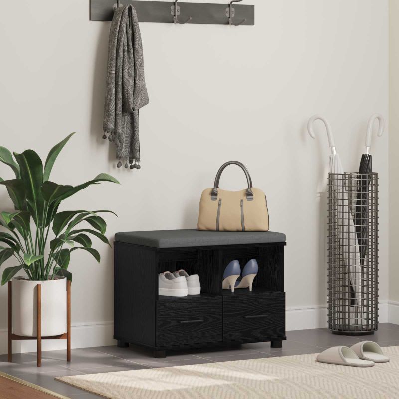 Halli penkki tyynyllä Musta tammi. 60 x 38 x 46 cm