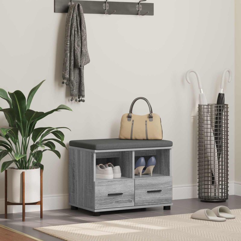 Halli penkki tyynyllä Harmaa Sonoma 60 x 38 x 46 cm