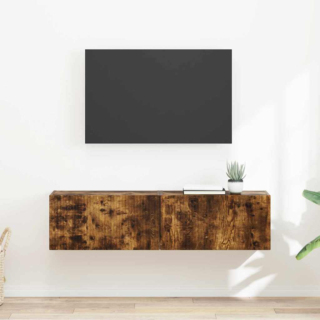 TV-seinäkaappi 2 pcs Savupähkinä 60 x 31 x 29.5 cm Tekninen puu