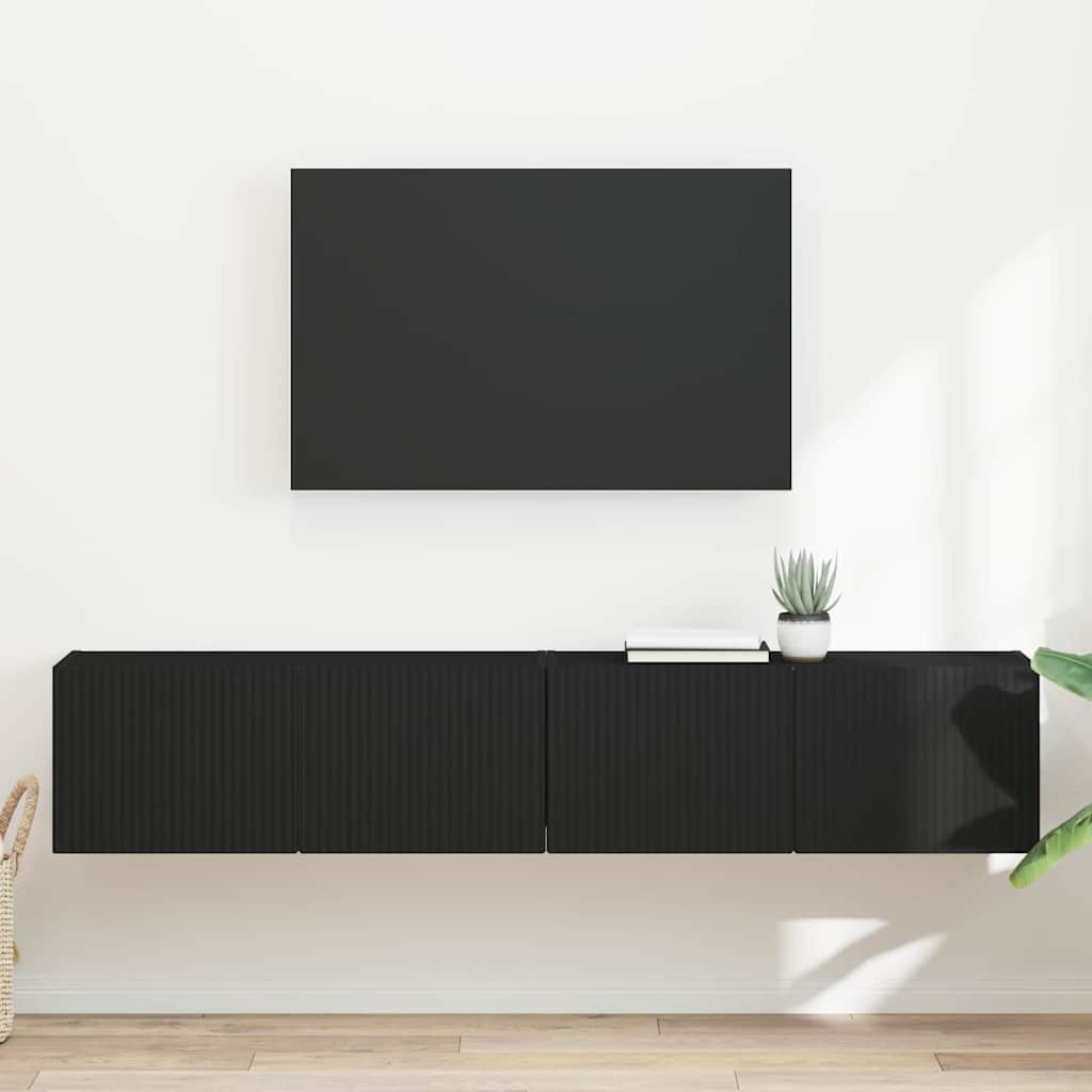 TV-seinäkaappi 2 pcs Musta 60 x 31 x 29.5 cm Tekninen puu