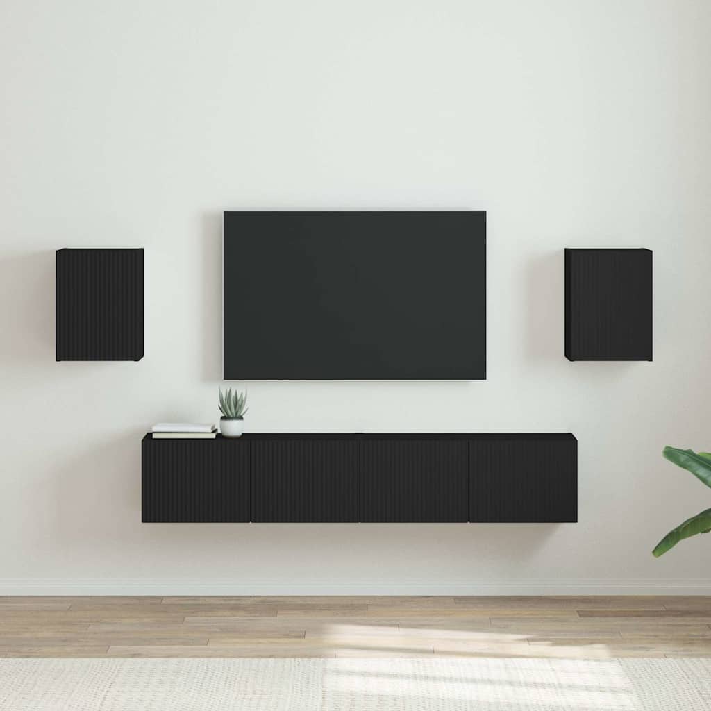 TV-seinäkaappi 2 pcs Musta 30 x 31 x 40 cm Tekninen puu