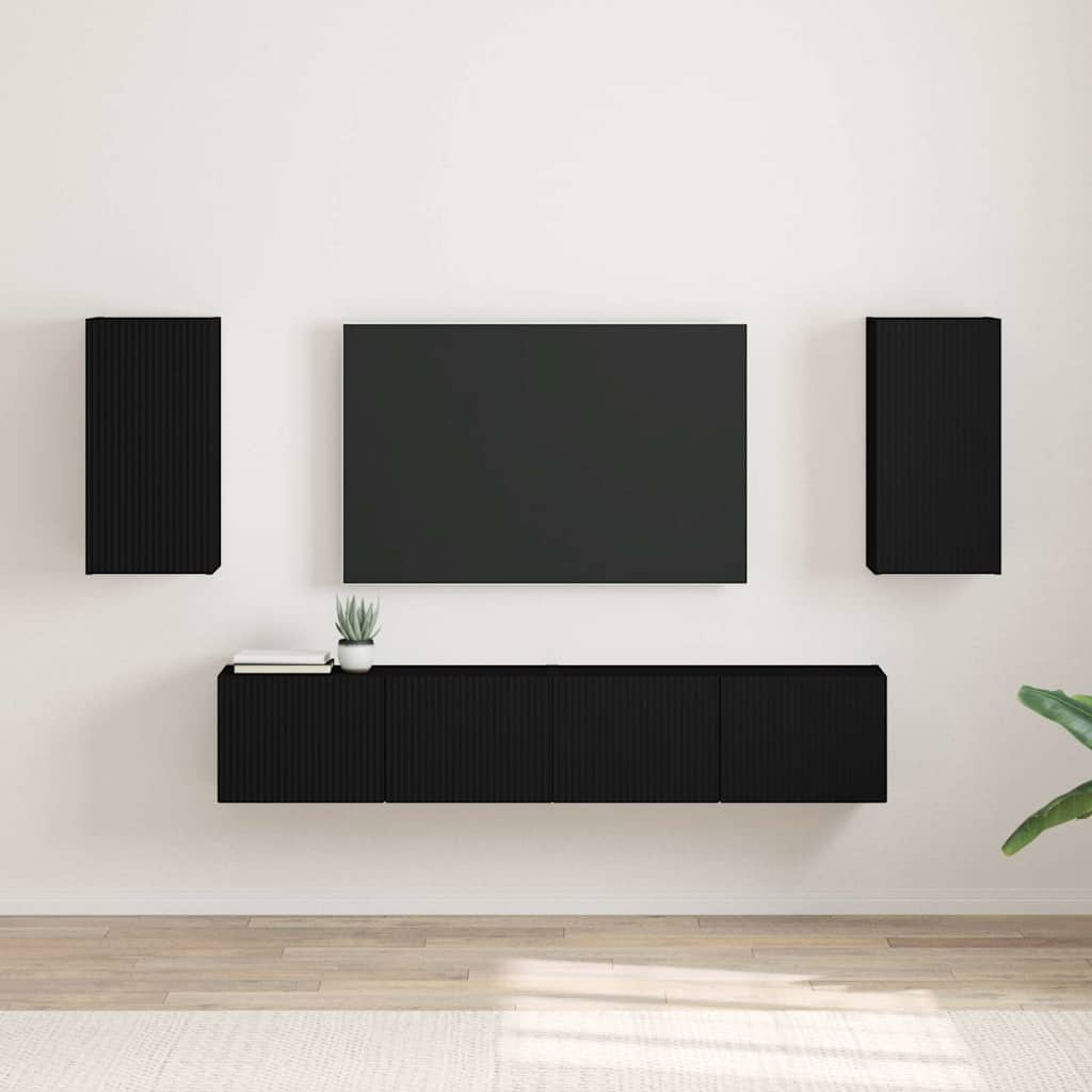 TV-seinäkaappi 2 pcs Musta 30 x 31 x 60 cm Tekninen puu