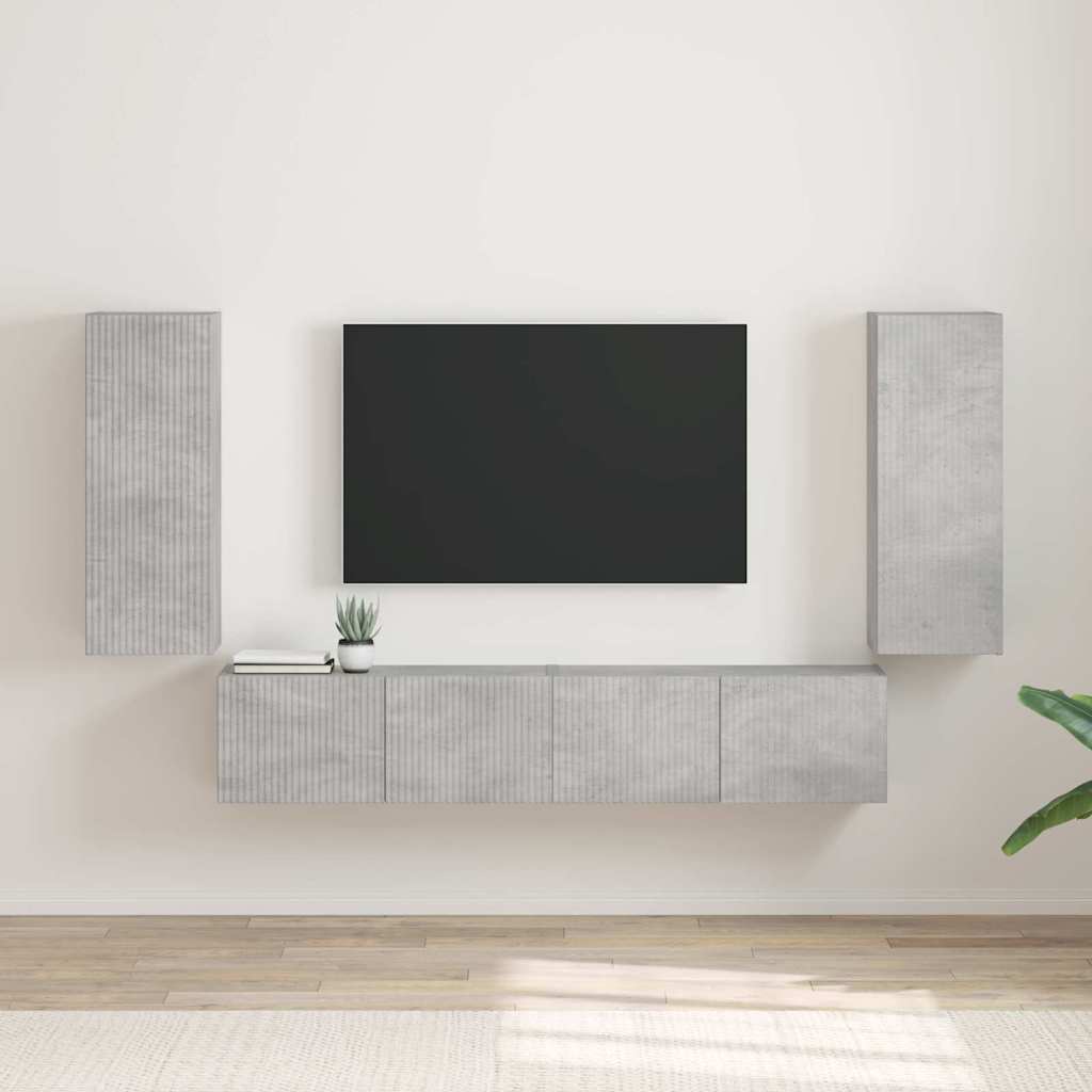 TV-seinäkaappi 2 pcs Betoni 30 x 31 x 80 cm Tekninen puu