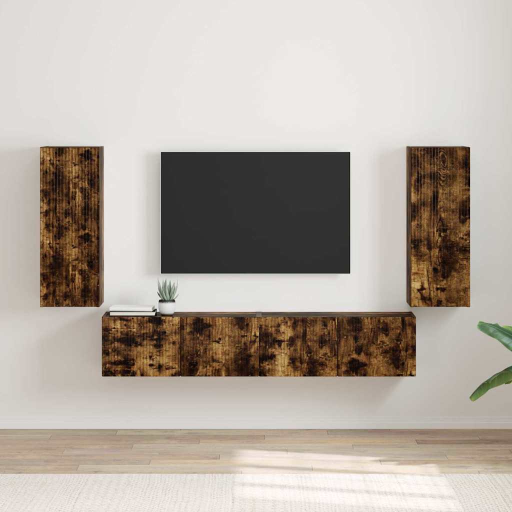 TV-seinäkaappi 2 pcs Savupähkinä 30 x 31 x 80 cm Tekninen puu