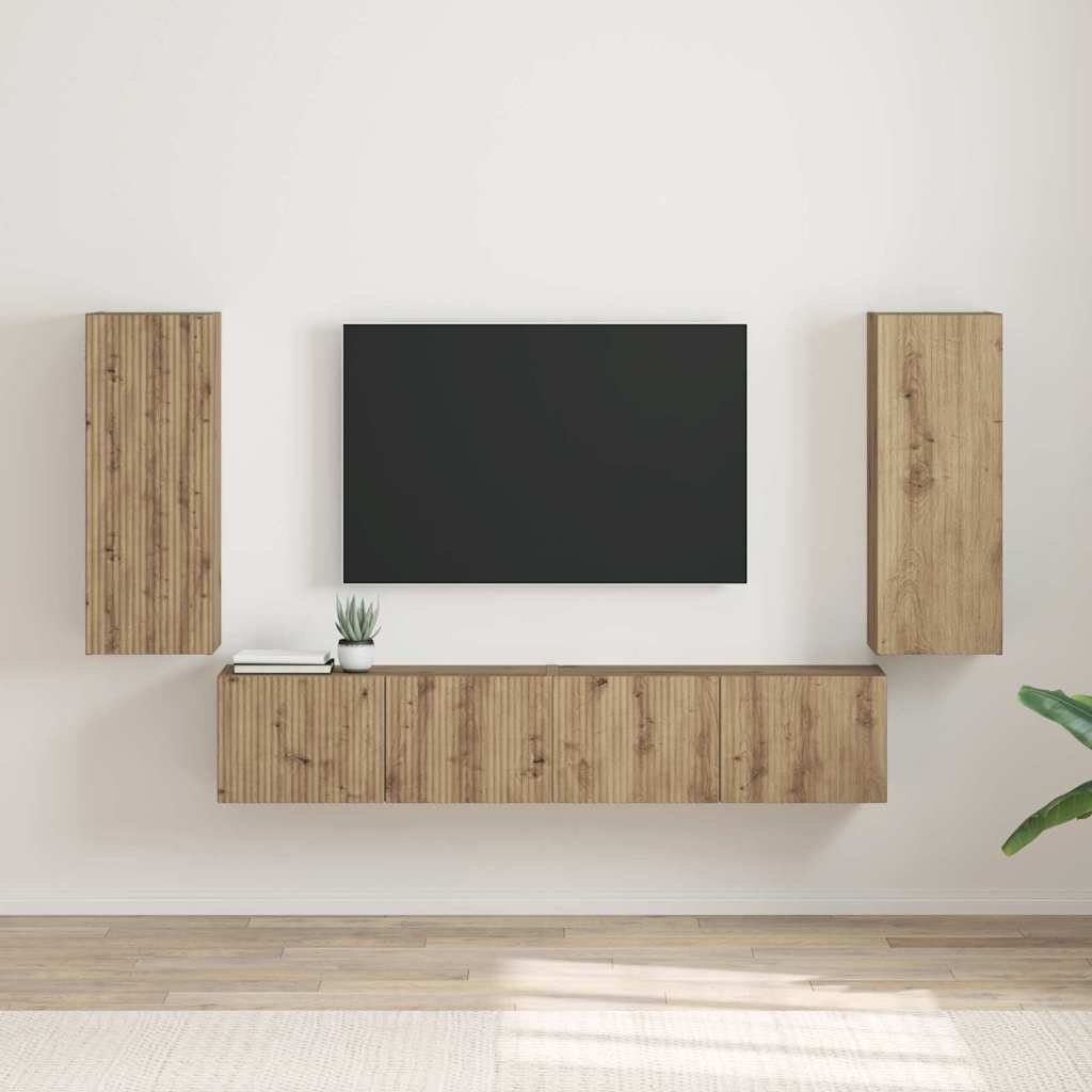 TV-seinäkaappi 2 pcs Taidekoivu 30 x 31 x 80 cm Tekninen puu