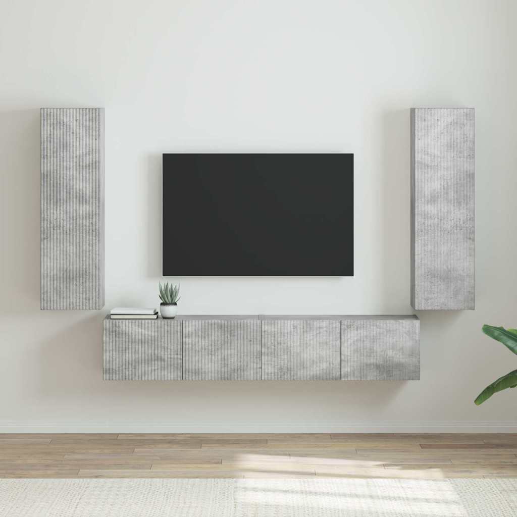 TV-seinäkaappi 2 pcs Betoni 30 x 31 x 100 cm Tekninen puu