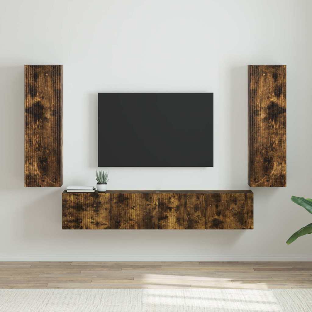 TV-seinäkaappi 2 pcs Savupähkinä 30 x 31 x 100 cm Tekninen puu