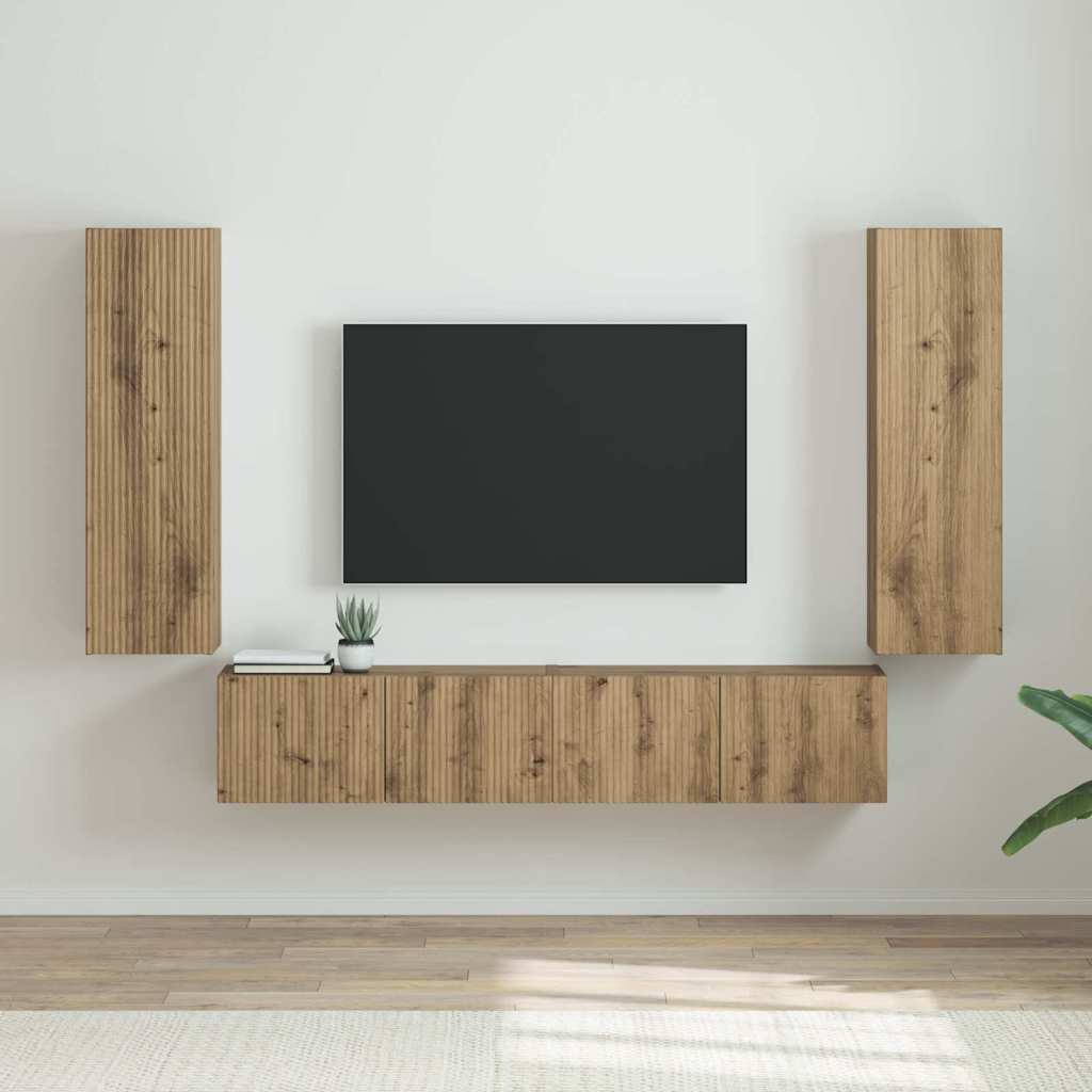 TV-seinäkaappi 2 pcs Taidekoivu 30 x 31 x 100 cm Tekninen puu
