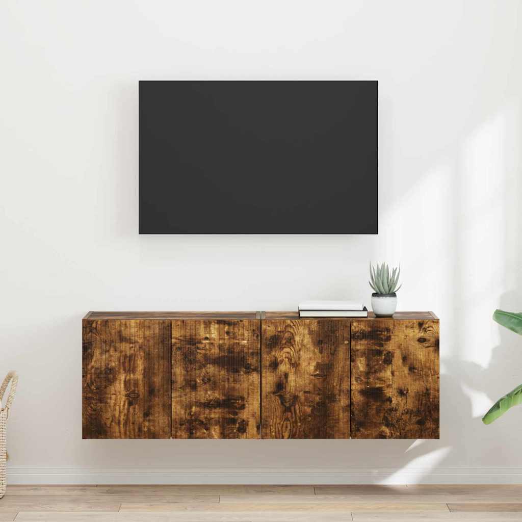 TV-seinäkaappi 2 pcs Savupähkinä 59,5 x 31 x 40 cm Tekninen puu