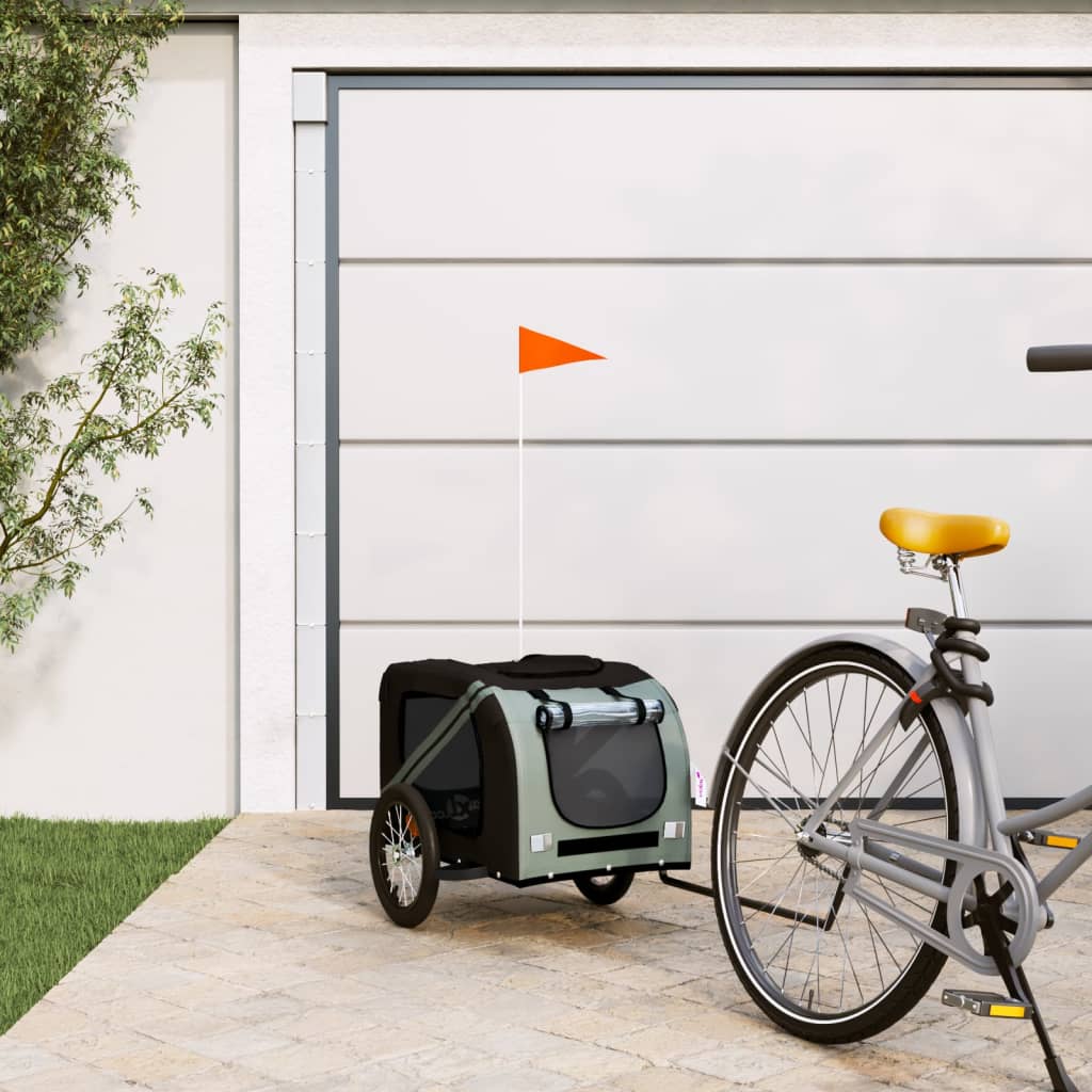 Lemmikinkuljetuskärry polkupyörään musta/harmaa kangas ja rauta