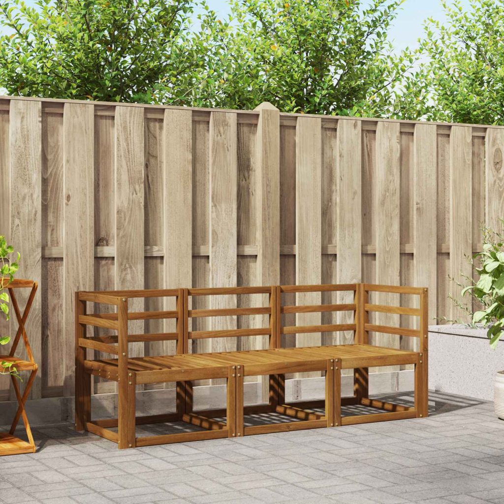 Ulkosohvakokoelma 3 pcs Luonnollinen Tiheä akasiapuu