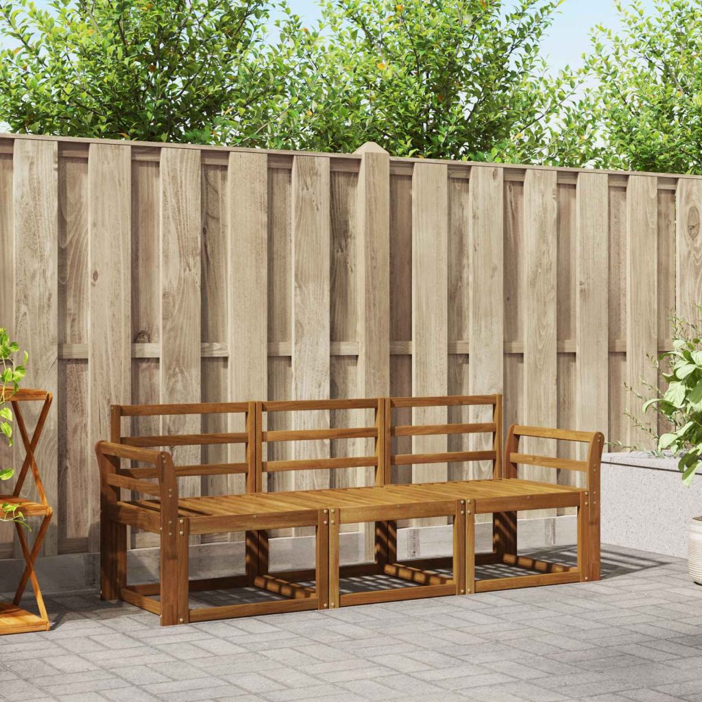 Ulkosohvakokoelma 3 pcs Luonnollinen Tiheä akasiapuu