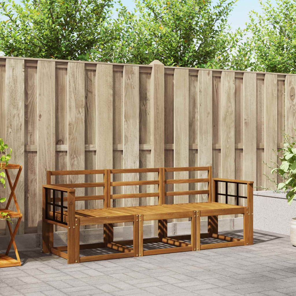 Ulkosohvakokoelma 3 pcs Luonnollinen Tiheä akasiapuu