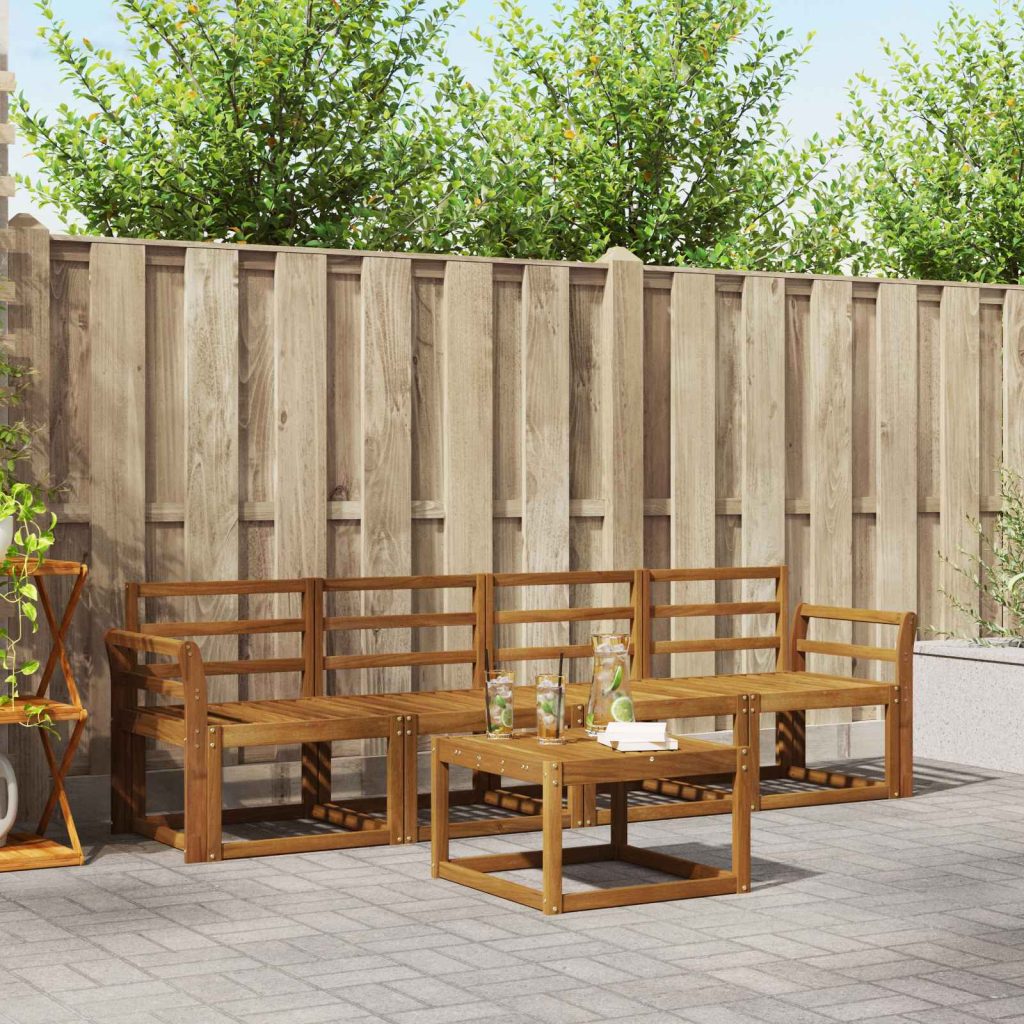 Ulkosohvakokoelma 5 pcs Luonnollinen Tiheä akasiapuu