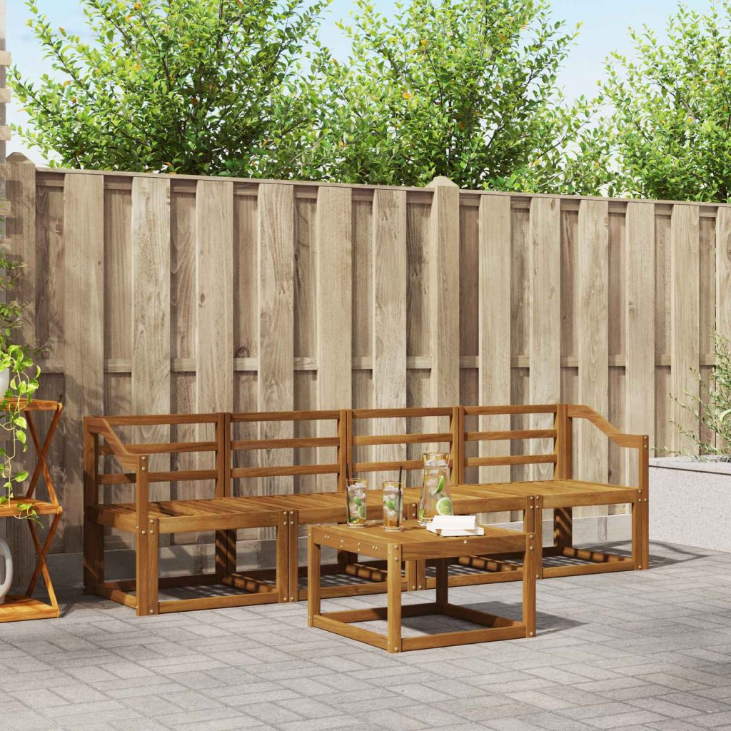 Ulkosohvakokoelma 5 pcs Luonnollinen Tiheä akasiapuu