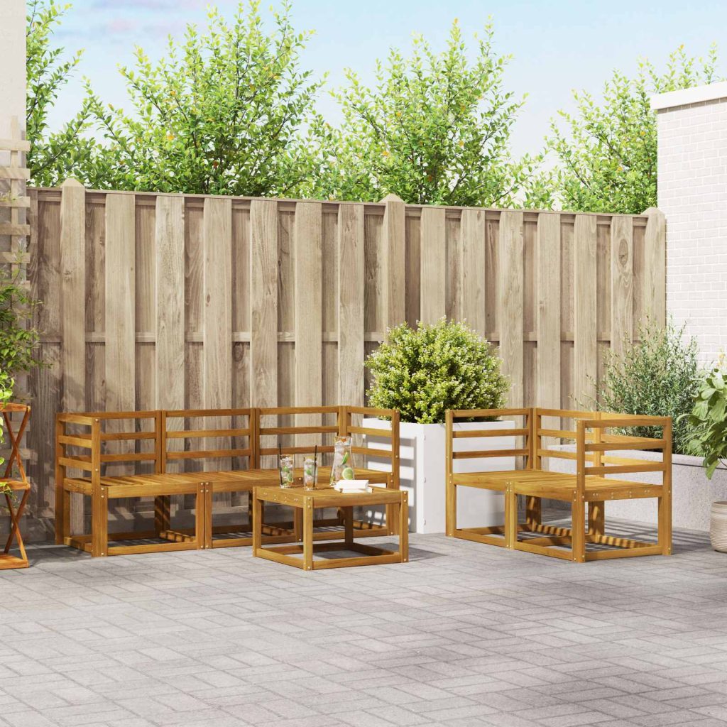 Ulkosohvakokoelma 6 pcs Luonnollinen Tiheä akasiapuu