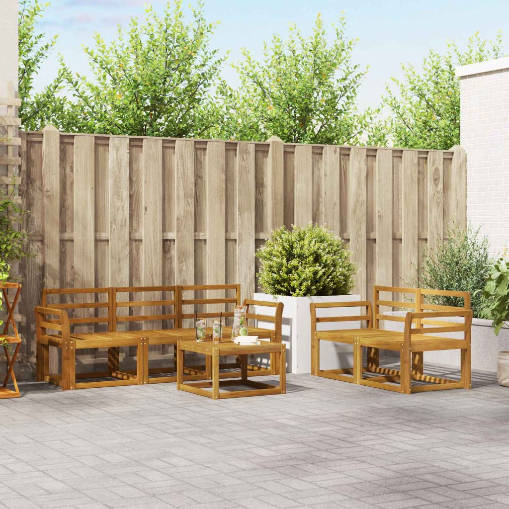 Ulkosohvakokoelma 6 pcs Luonnollinen Tiheä akasiapuu