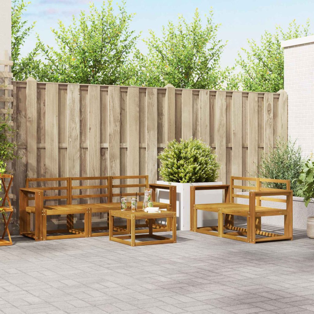 Ulkosohvakokoelma 6 pcs Luonnollinen Tiheä akasiapuu